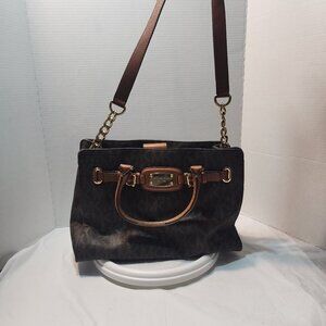 MICHAEL KORS Hamilton logo Brown Leather Satchel Bag